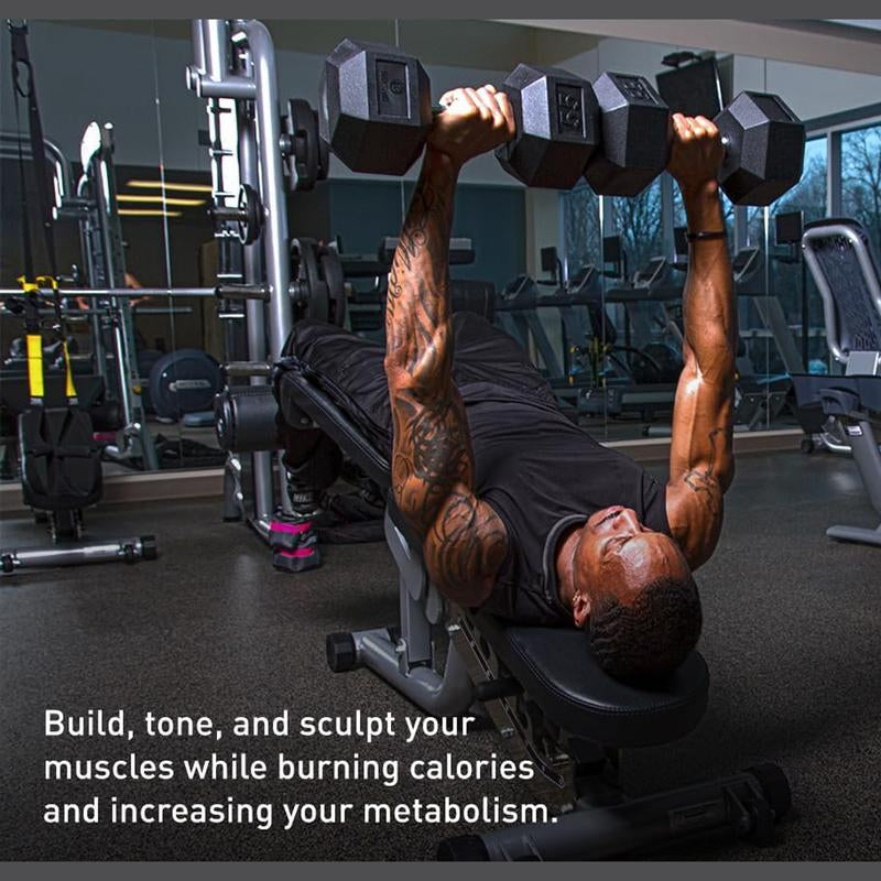 Hdrs-20Lb 1Pieces Rubber Coated Solid Cast Iron Dumbbell with Contoured Chrome Handle, Hexagon Head Redplatesgym