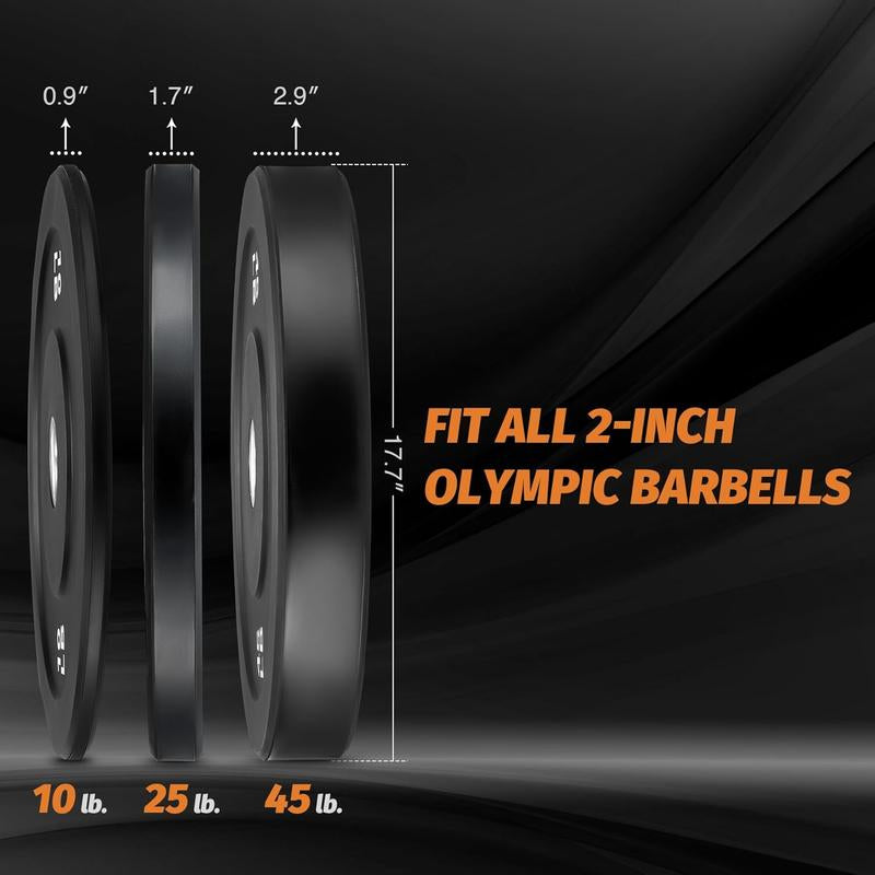 【Summer Sports】Zelus Weight Plate Set, Twin 2" Bumper Plates, Olympic Weight Set with Rubber Barbell Dumbbell Plates Stainless Steel Inserts for Pro or Home/Outdoor Gym,Fitness,All Seasons,Gift Idea