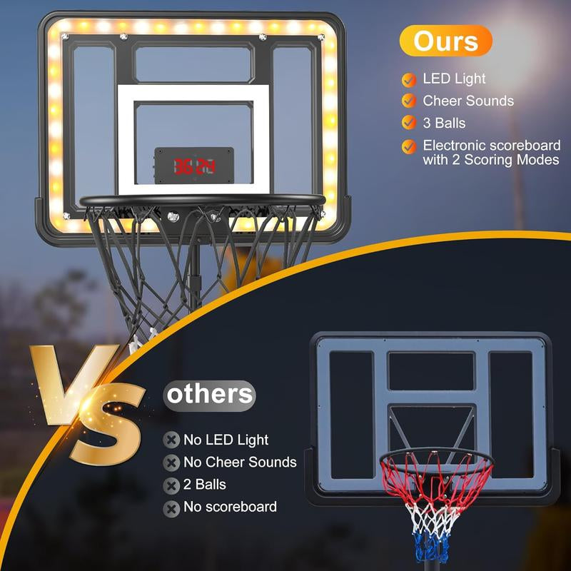 ROTTOGOON Kids 3Ft to 5.8Ft Height Adjustable Indoor Basketball Stand with Timer, Childrens Day Gifts,Weatherproof Base for Outdoor Practice Portable Durable Fun