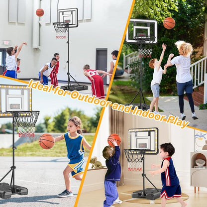 ROTTOGOON Kids 3Ft to 5.8Ft Height Adjustable Indoor Basketball Stand with Timer, Childrens Day Gifts,Weatherproof Base for Outdoor Practice Portable Durable Fun